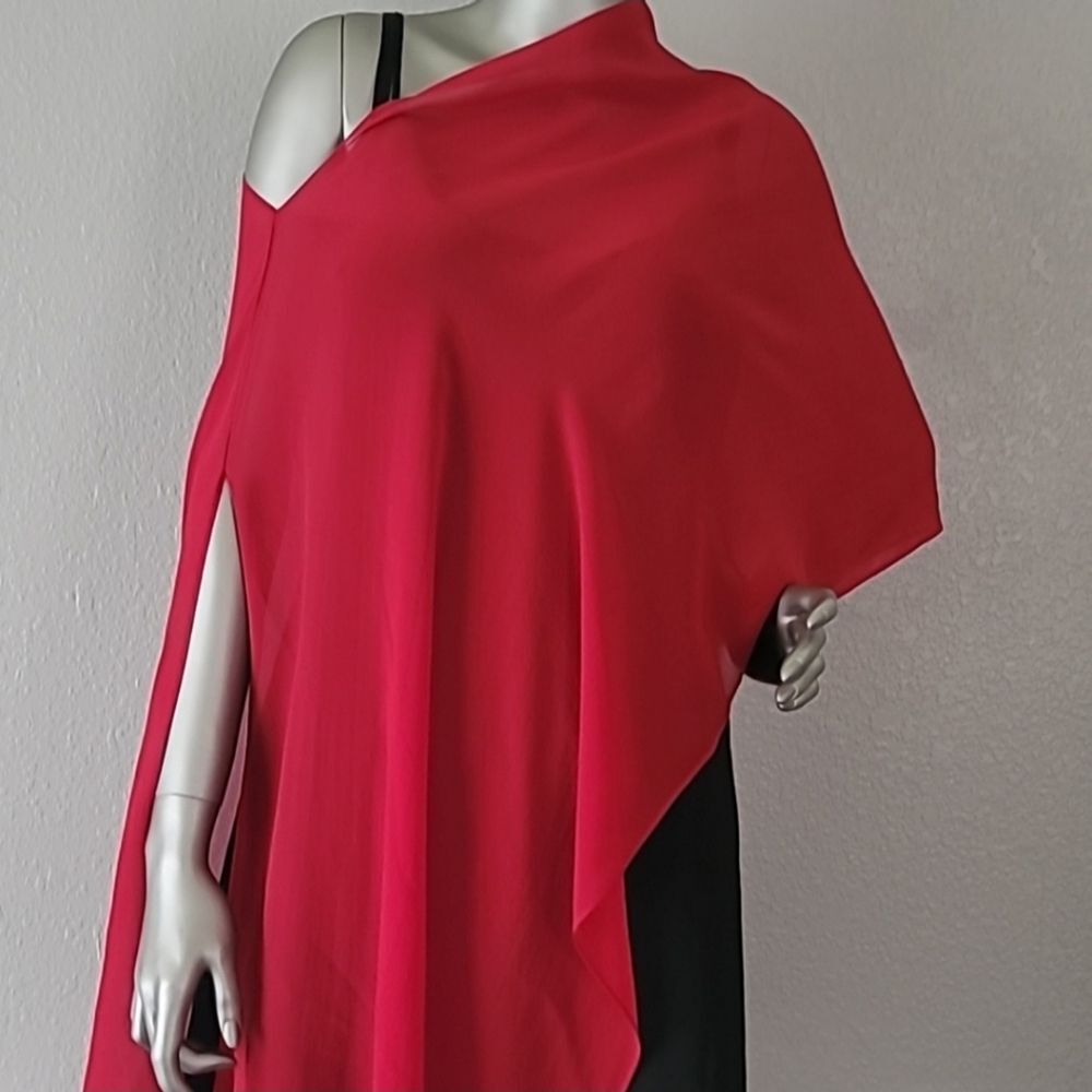 Eileen Fisher Sheer Silk Georgette Wrap In Scarlet One Size - Picture 7 of 11